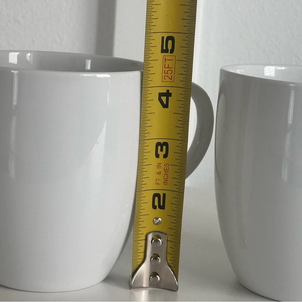 CRATE & BARREL Indonesia White 16oz Large Aspen Coffee Mugs Cups Replacements